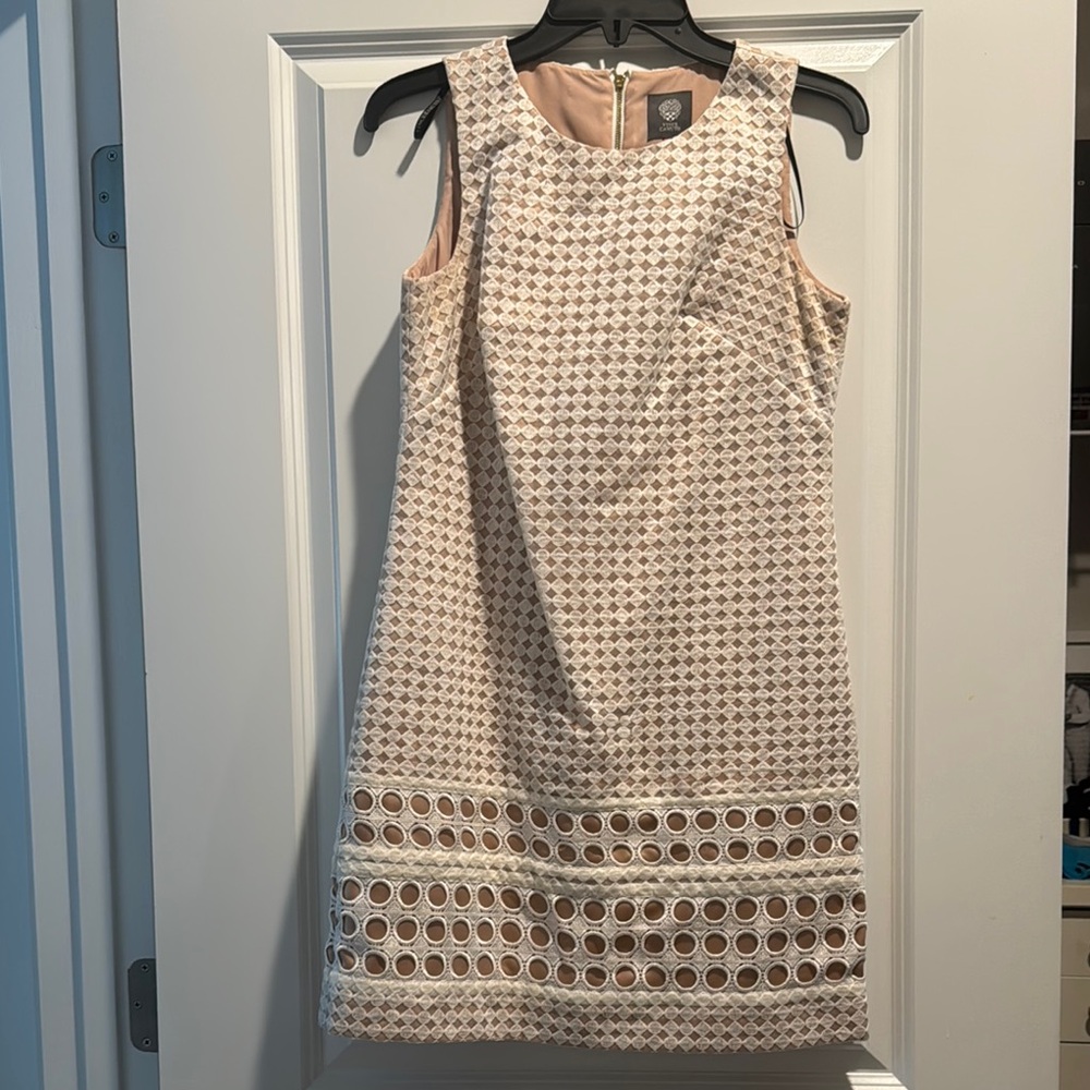 Vince Camuto Cream and Tan Mini Dress
